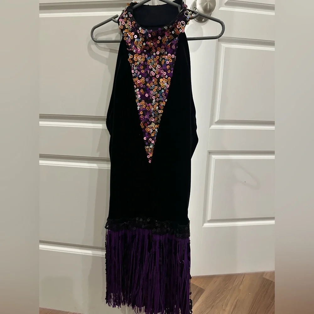 Weissman size SA black and purple velvet dress